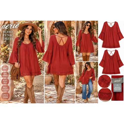Aerie boho tunic dress rust - boho,