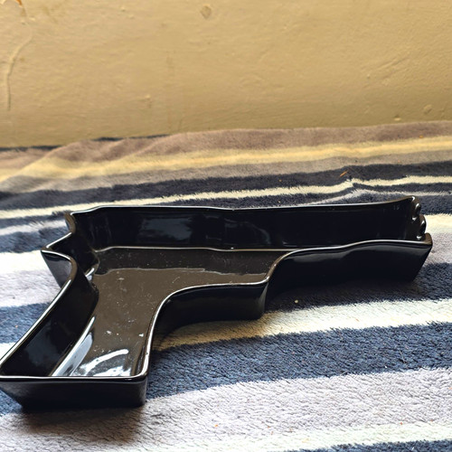 Gun shaped ashtray - shaped, ashtray.