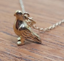 Gold plated pigeon charm - plated,