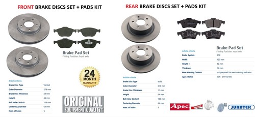 Front rear brake discs and - front,