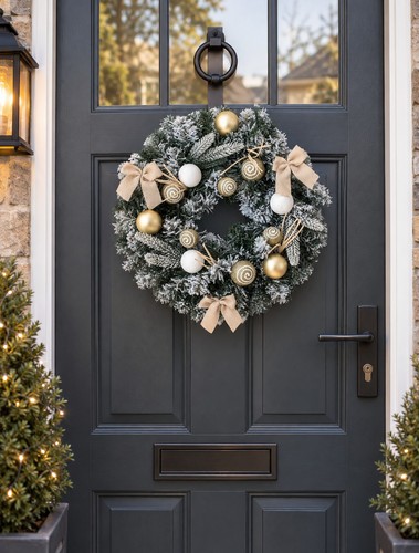 Christmas door wreath gold - wreath,
