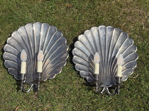 Antique silver shell - silver, wall