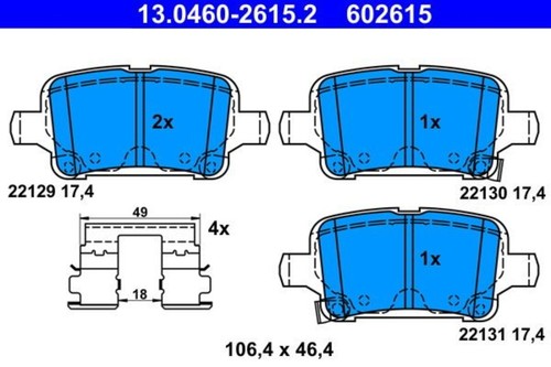 Disc brake pad set - ate, fits