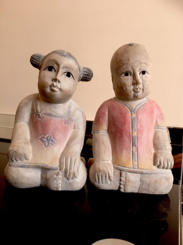 Pair vintage chinese carved - pair,
