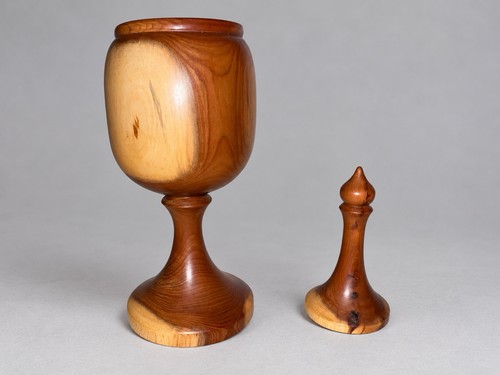 Yew hand turned wooden lidded - yew,