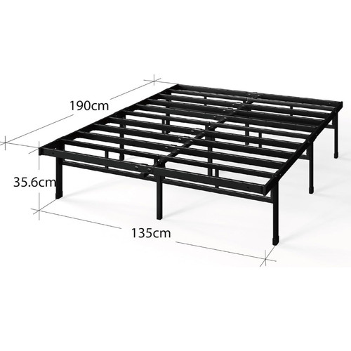Black metal double bed frame - metal,