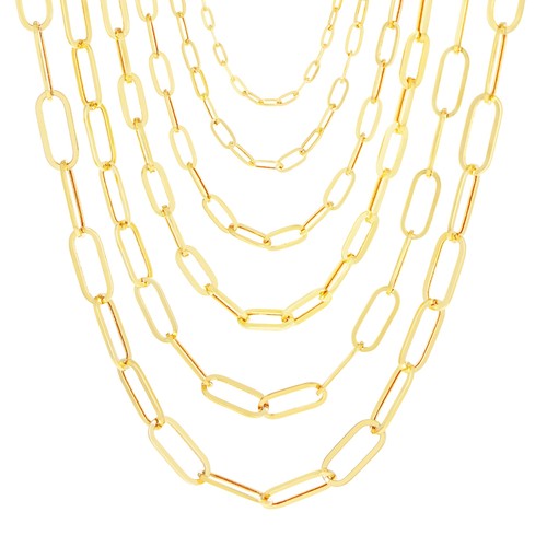 14k yellow gold paperclip - gold,