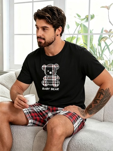 Shorts jersey pyjamas mens - pyjamas,