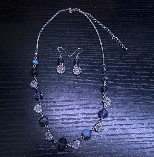Silver tone purple round - purple,