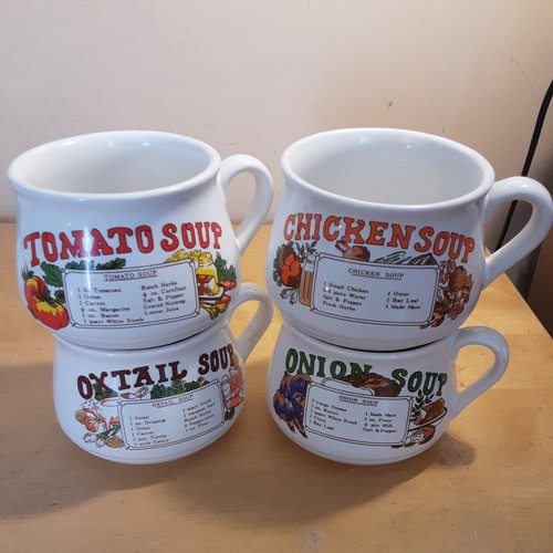 Vintage recipe soup bowls - recipe,