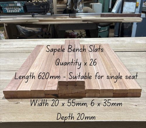 Planed sapele bench slats - planed,