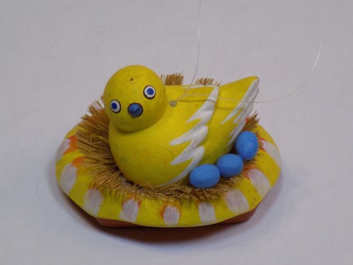 Clay yellow bird duck - bird, ornament