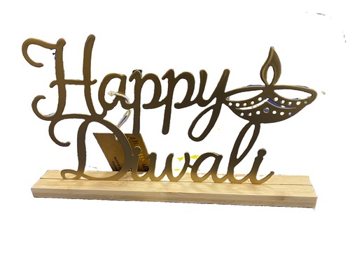 Happy diwali gold wooden - happy,