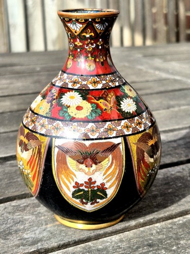 Japanese cloisonne enamel vase - enamel,