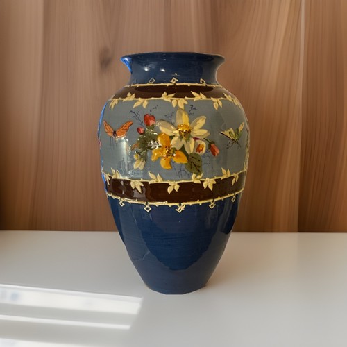 Ceramic vase hand painted with