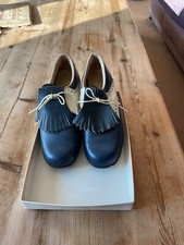 vintage ladies navy and white golf shoes, stylo brand, size 6, made in England