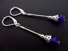A PAIR OF DANGLY ROYAL BLUE