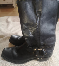 GRINDERS COWBOY RIDING BUCKLE MID CALF BLACK BOOTS LEATHER BIKER RENEGADE EU44