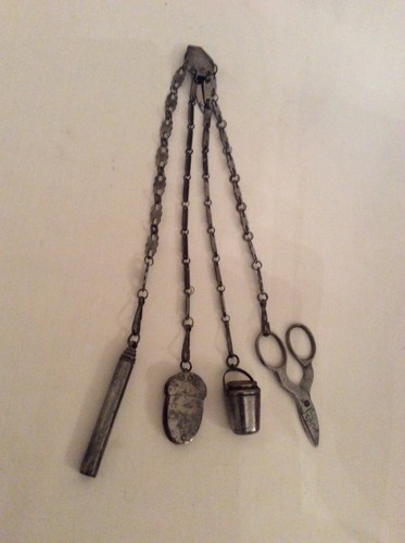 Antique steel chateleine - antique,