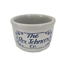 Vintage Butter Crock Rex Johncox Dairy Onsted Mi Louisville Stoneware Dish Bowl