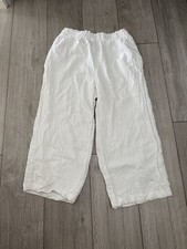 White Linen Crop Trousers Size