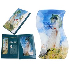 Rectangular Shaped Plate printed with Monet painting, Woman w parasol 15x23cm