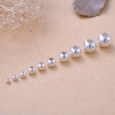 50PCS 925 Silver Round Seamless Spacer Beads size: 2mm 3mm 4mm 5mm 6mm