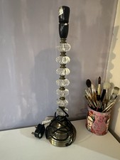 Tall Lamp Base, Crystal Bubble Stacked Column With Brass Coloured Accents