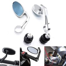 Universal CNC Motors 7/8" Handle Bar End Oval Rearview Mirrors For Honda Suzuki 