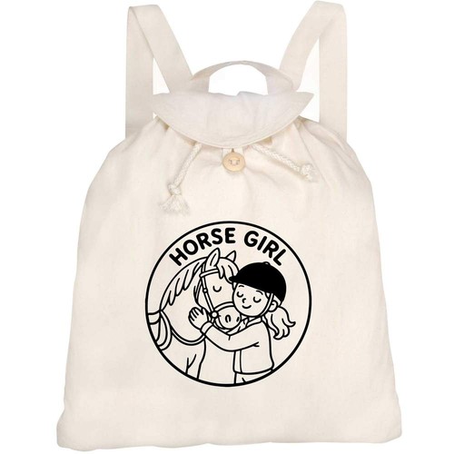 Horse girl canvas rucksack - canvas, /