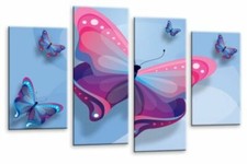 Butterfly Art Print Blue Pink