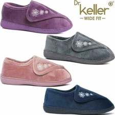 Ladies Wide Fit Slippers Faux