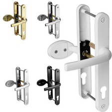 uPVC Door Handle 92mm 62mm Offset Lever Pad 215mm Fixings Sprung Pair Patio PVC