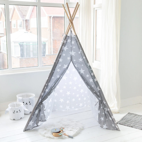 Grey white star tepee tent - grey,