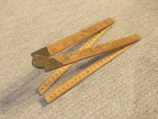 Vintage Rabone Chesterman No 1163 Folding Brass Hinged Wooden Ruler 36”