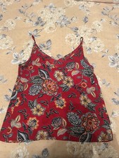 Matalan Women's Size 12 Papaya Bright Red Floral Vest Top 100% Polyester (VGC)