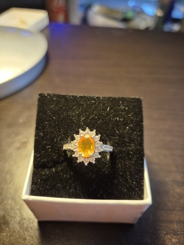 Citrine cluster ring - ring, 925