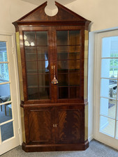 Georgian Mahogany Corner Cabinets (pair) Glass Display By Davidsons Of London