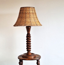 French Spiral Wood Vintage Modernist Table lamp