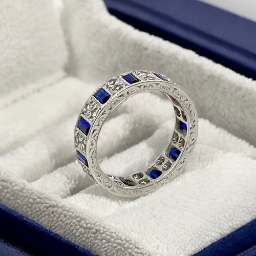 Sapphire diamond eternity ring - sapphire,