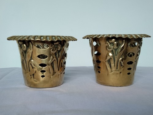 Pair antique brass metal - antique,