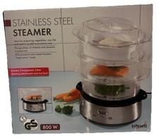 Bifinett Stainless Steel Steamer 800W LCD Display Alarm Sound Water Level Indica