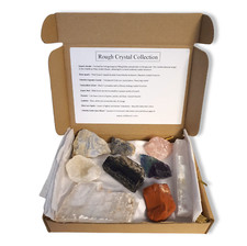 Crystals Natural Rough Selection box 2 - Tourmaline, Selenite, Blue Lace Agate..