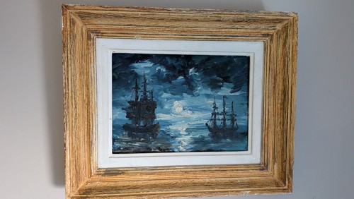 Framed impasto oil - , painting