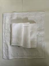 Maison Margaux Luxury Hand Embroidered Poppy All White Linen Napkins Set Of 4