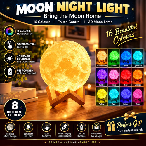 Moon lamp night light - 3d, 16