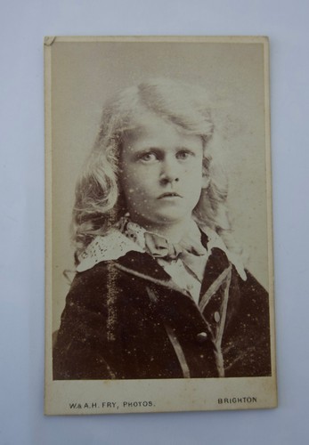 Cdv long haired boy in - of,