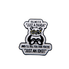 Just a Panda Idiot Quote Glasses Cute Kawaii Enamel Pin Brooch Button Badge