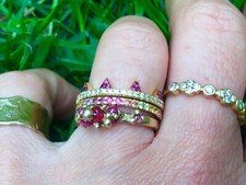 Solid 18ct gold pave ruby and diamond Khai Khai Annoushka jaws ring 18k 750