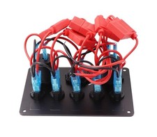 5 Gang 12V LED Switch Control Panel Marine Camper Van RV Voltmeter 2USB Charger